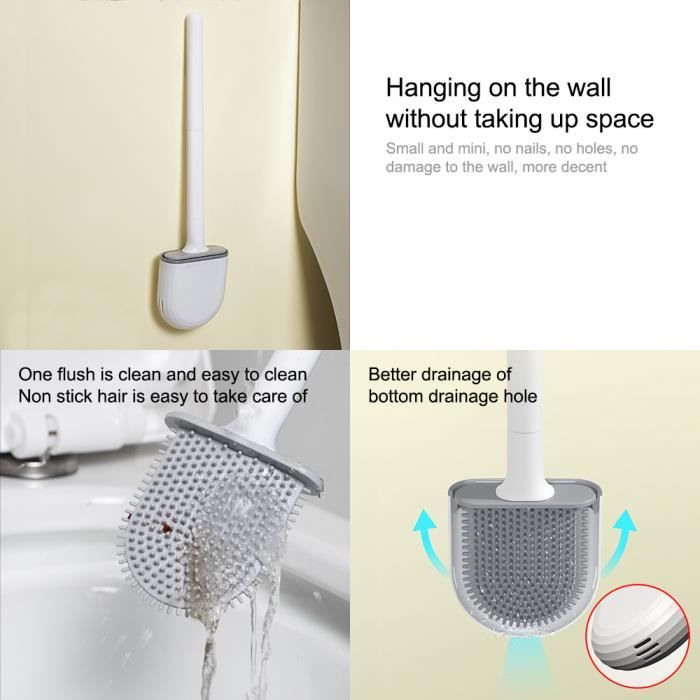 Brosse Wc Silicone Révolutionnaire Brosse De Toilette En Silicone À Tête Plate Avec Poignée