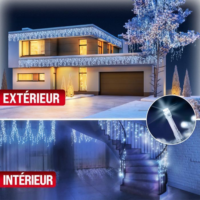 Guirlande Lumineuse Noël 2m - 20 LED Blanc Chaud - Père Noël & Chaussures - Minuterie 6h - Piles - Décoration Intérieur Extérieur