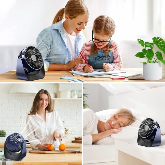 Ventilateur Usb Ventilateur à Main USB CUQOO - Rechargeable, 3 Vitesses, Silencieux, Pivotant 180