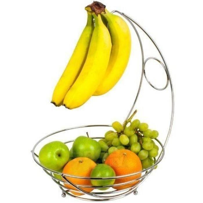 Bomclap Corbeille à Fruits 2 Étages Métal Avec Porte-Banane Amovible Bronze
