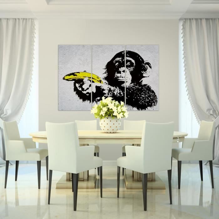 Tableau Banksy Lavant Zèbre Sur Toile Non Tissée - Déco Murale Urbaine Colorée 110g/m² Runa Art