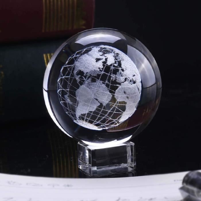 Monde Boule De Cristal Clair Globe Magique Cristal Art Décor Sphère Rond  Terre Globe Carte Du Monde Verre Décoratif Boules En[H1902] - Cdiscount  Maison