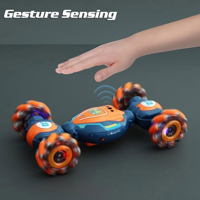 Voiture télécommandée, 90 min, 2,4 GHz, double face, rotative à 360 °, avec phares, 4 WD, Off Road Drift RC, jouet pour garçons de 6 à 12 ans, bleue