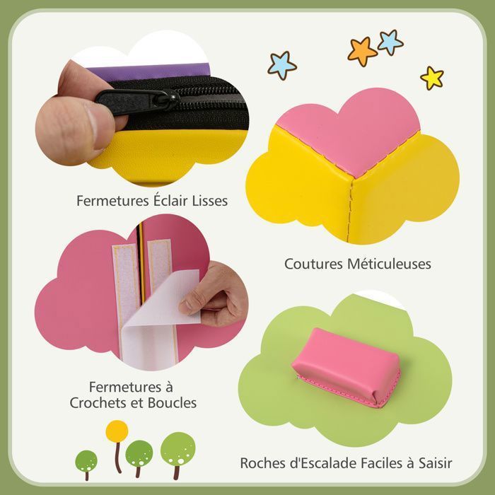 Parcours Motricité Bébé 7 Pièces En Mousse - Avec Rochers D'escalade - Housse PU Lavable - Dès 12 Mois