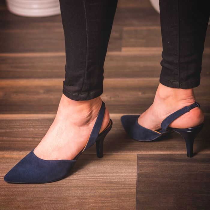 Chaussures à talon Escarpins femme en cuir velours bleu Achat