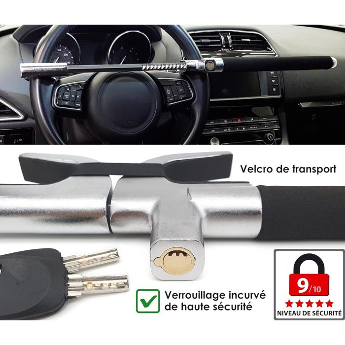 CarBole Antivol Volant Barre Double – Universel, Acier Trempé, 2 Clés, Pour Voiture, Camion, SUV