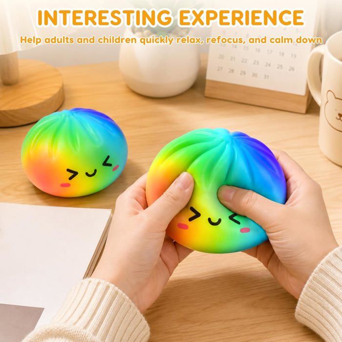 Dumpling Squishy 9,5 Cm Avec Panier Vapeur – Effet Slow Rising, Paillettes Et Anti-stress