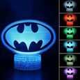 3D Batman Logo Lampe Marvel Superhéros Veilleuse LED 7 Couleurs Télécommande Touch Chambre Décoration Lampe de Table Enfant Cadeau-0