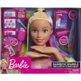 Tête de poupée Barbie Deluxe pour coiffer les cheveux arc-en-ciel - Barbie - 27 accessoires inclus-0