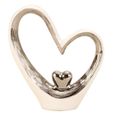 Sculpture moderne coeur de la c/éramique en blanc argent Hauteur 29,5 Largeur 25 cm