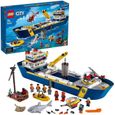 LEGO® City 60266 Le bateau d’exploration océanique, Jouet qui Flotte, Ensemble sous-marin avec Animaux pour Enfants 7 ans-0