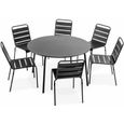 Table de jardin et 6 chaises - 120 x 72 cm - Acier - Palavas - Gris-0