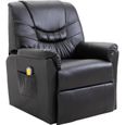 3510Queen® Fauteuil de massage Relax Massant,Fauteuil électrique inclinable Multifonction,Fauteuil Salon Noir Similicuir-0