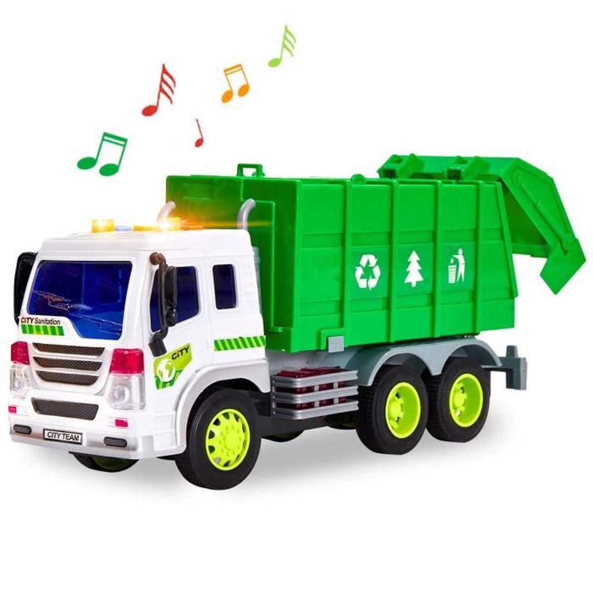HERSITY Camion Poubelle Recyclage avec Lumi/ère et Son Jouet de Voiture V/éhicule de Collection pour Enfants