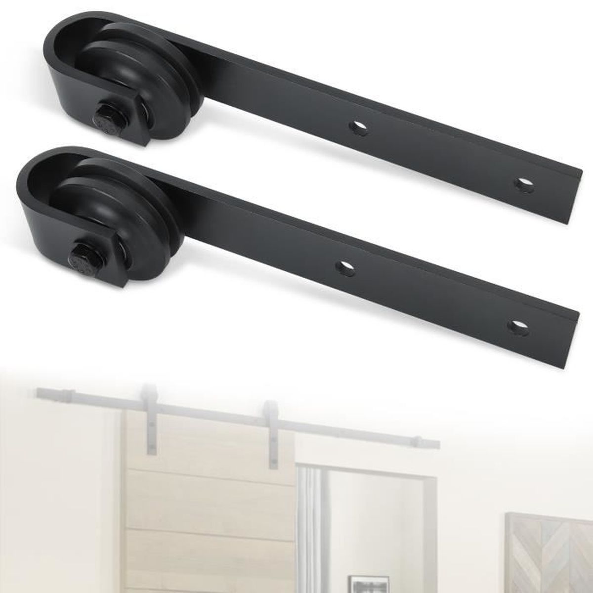 Kit Coulissant Pour Porte De Grange – 6 Rails – Fer Style Campagnard – Café Foncé