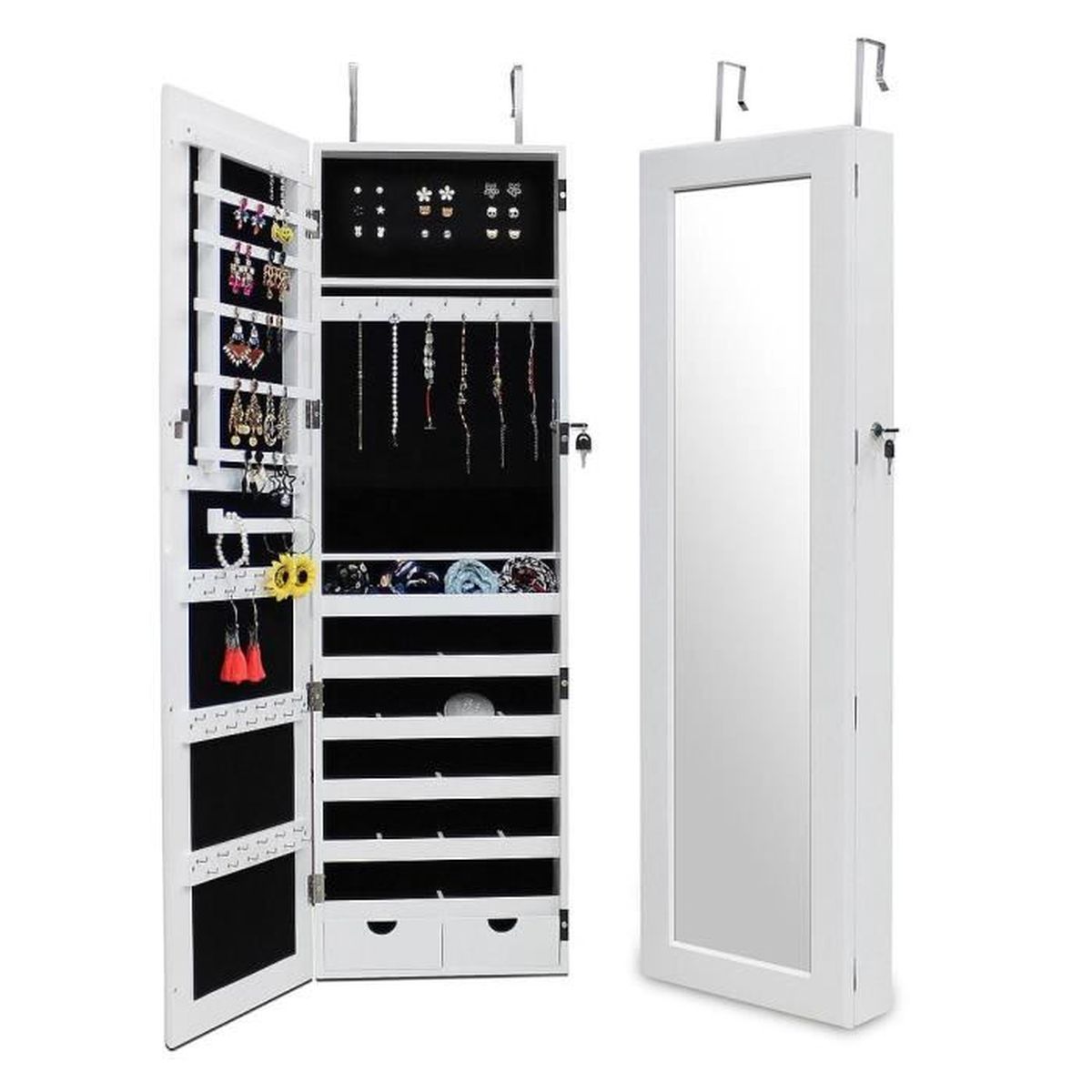 Miroir de Rangement, Armoire à Bijoux avec Miroir, avec tiroirs