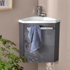 MOB-IN Meuble lave-mains d'angle gris SKINO avec robinet chromé
