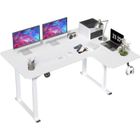 Dripex Bureau électrique ajusté en hauteur,180 x 110 cm, bureau en forme de L, Bureau debout avec 4 jambes pour super stabilité