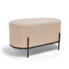 Tabouret - Frankystar - LIPSIA LINEN - Ovale - Tissu clair - Acier noir