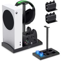 Support Vertical Compatible avec Xbox Series S, Ventilateur de Refroidissement & Dual Chargeur Station de Controller - Noir