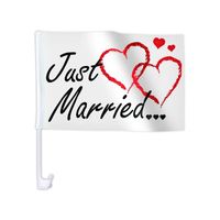 Lot de 10 drapeau de mariage JUST MARRIED décoration cortège (AFL-10C 10er)