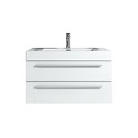 Meuble de salle de bain Rome 80cm lavabo blanc brillant - Armoire de rangement Meuble lavabo