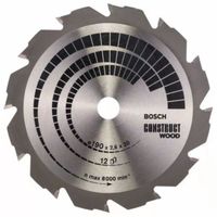 Lame de scie circulaire diamètre 190 x 30 x 2,6 mm pour le bois - 12 dents - BOSCH - 2608640633