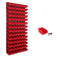 Système de rangement 58 x 117 cm a suspendre 98 boites bacs a bec XS rouge boites de rangement