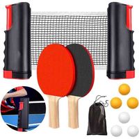 Raquette de Ping Pong Set Professionnel Raquettes de Tennis de Table avec Filet + 2 Raquette de ping-Pong + 6 Balles + Sac de Transp