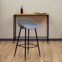 Lot de 2 tabourets de bar IREK chaise haute pour cuisine ou comptoir au design retro, en plastique gris anthracite et métal noir