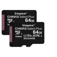 2 pièces Kingston Canvas Select Plus Carte MIcro SD 64Go jusqu'à 100Mo/s SDCS2/64GBSP Class 10