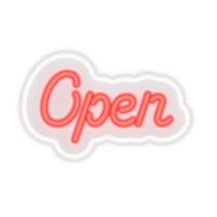 Open Open lettrage NEON sur panneau en plexiglas