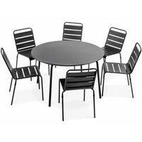 Table de jardin et 6 chaises - 120 x 72 cm - Acier