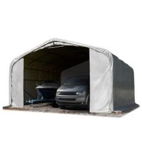 6x6 m, Tente garage de stockage, PVC 850, porte 4,1x2,9 m, gris, sans statique