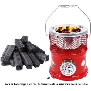 POÊLE À BOIS Poêle à charbon domestique - Portable - Rouge