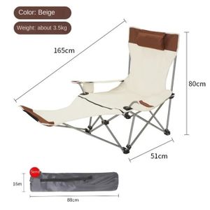 CHAISE DE CAMPING Beige - Chaise de camping portable pliante en alum