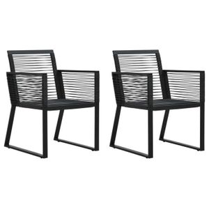 Ensemble table et chaise de jardin MMCZ® Chaise de Salon Scandinave - Lot de 2 Chaises de jardin Fauteuil de Jardin - Chaise Fauteuil Noir Rotin PVC ❤6094