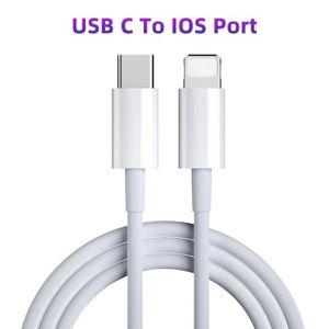 CÂBLE TÉLÉPHONE Câble téléphone,Câble de charge rapide PD USB C,cordon de chargeur pour iPhone 13 pro 12 pro max 11 X iPad 9 mini 6 - White -2m[F]