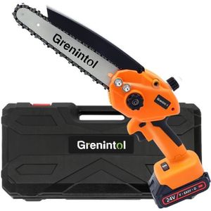 TRONÇONNEUSE Tronçonneuse électrique portable Grenintol Mini - 2 batteries - 20cm de coupe - moteur brushless puissant