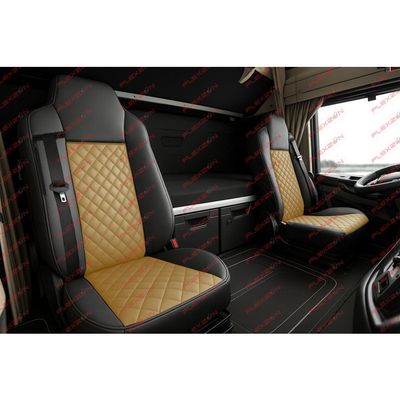 Housses De Siège Similicuir Rouge Et Noir Pour Iveco Stralis S-Way 2021 - Lot 2 Pièces (conducteur + Passager)