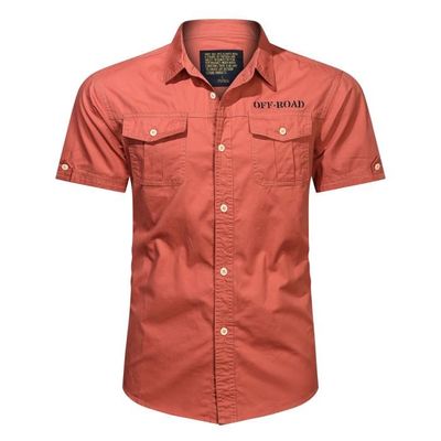 Chemise Militaire Homme Manches Courtes en Coton Casual Chemisette Ete Couleur Unie Tissu Confortable Rouge Rouge Cdiscount Pret a Porter