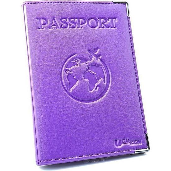 Pochette Passeport PU Anti-vol Bleu Clair – Étui Voyage + Étiquette Bagage Offerte