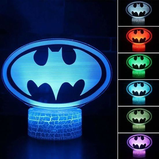3D Batman Logo Lampe Marvel Superhéros Veilleuse LED 7 Couleurs Télécommande Touch Chambre Décoration Lampe de Table Enfant Cadeau