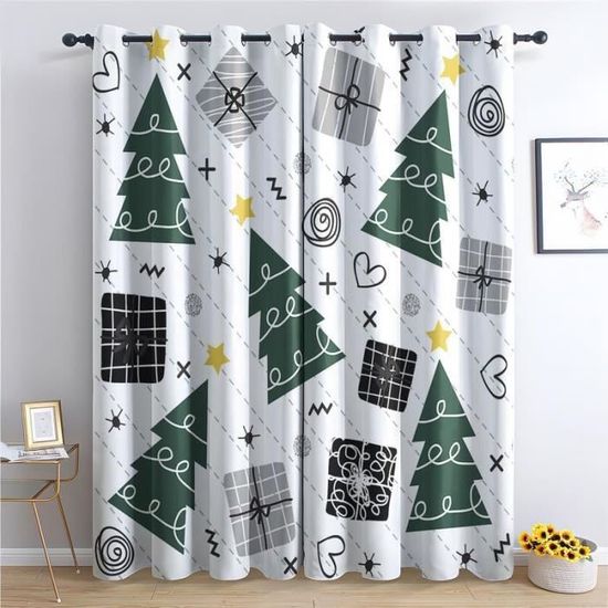 Rideaux Occultants Imprimés Animaux Forêt - 2 Panneaux 70x160 Cm - Polyester - Œillets 4 Cm