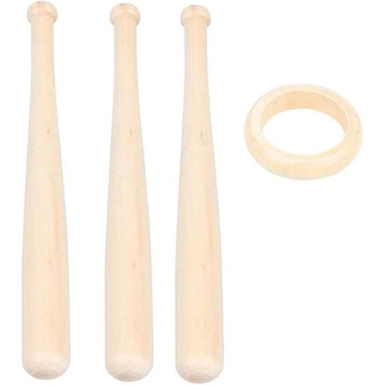 Lot De 4 Mini Battes De Baseball En Bois Avec Support De Présentation
