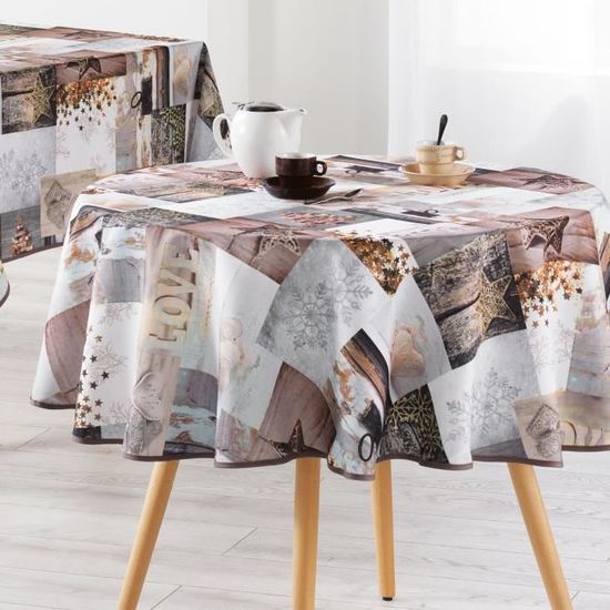 Nappe Ronde 1m80 Noel Etoile Givree Anti Tache Et Infroissable Achat Vente Nappe De Table Cdiscount