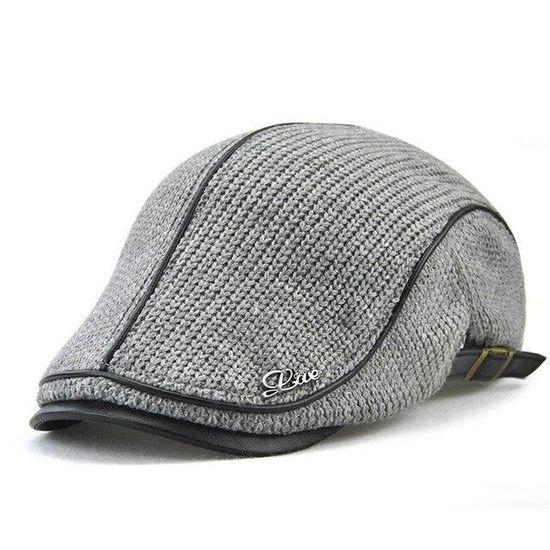 Casquette Plate Homme En Cuir PU – Bérétylé Réglable 56-60 Cm – Pour Conduite, Chasse, Extérieur
