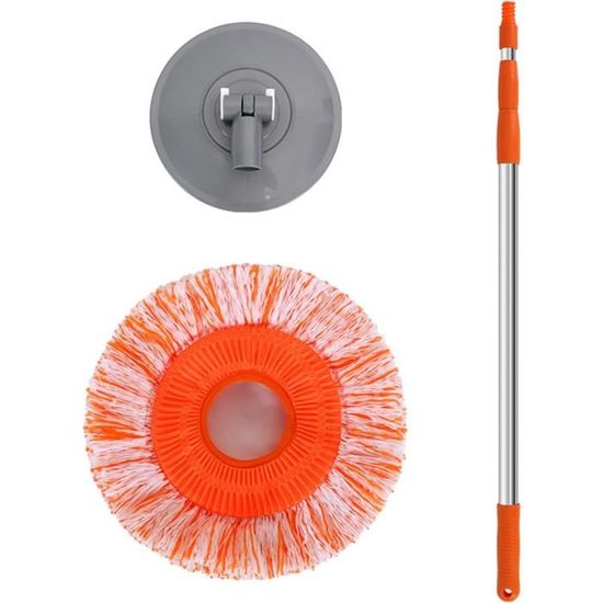 Balai Réglable 188 Cm Avec 3 Têtes Microfibre Rotatives 360° - Pour Sols, Murs, Plafonds, Voiture - Manche Extensible