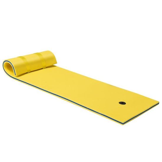 Tapis Flottant Géant En Mousse XPE - 270 X 180 Cm, Capacité 300 Kg, Avec Oreiller Roulant Et Cordons D'ancrage