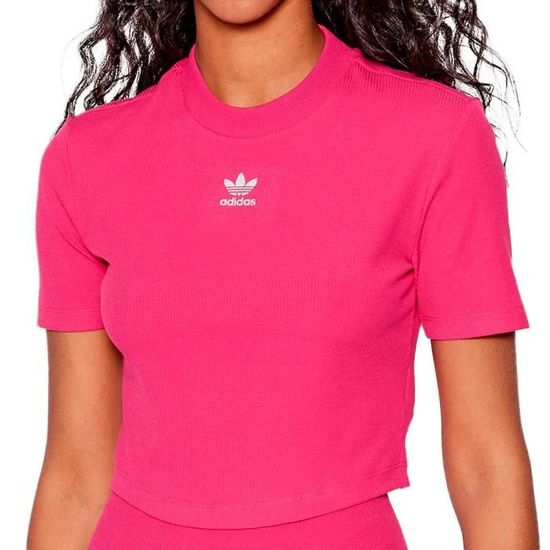 T shirt Femme Adidas Originals Crop Rose Manches Courtes Multisport Fitness Rose Cdiscount Sport